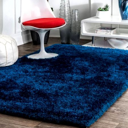 Modern Navy Blue Shaggy Rug